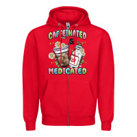 Red caffeinated and medicated Zipper Hoodie - MaliasSmallBusiness