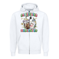 White caffeinated and medicated Zipper Hoodie - MaliasSmallBusiness