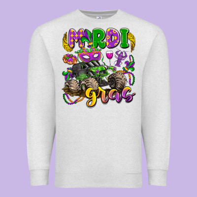 Mardi Gras Monster Truck Premium Sweatshirt Designed By Lillyallendesigns