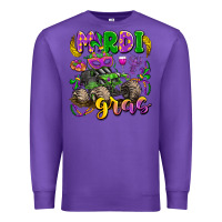 Purple mardi gras monster truck Premium Sweatshirt - LillyAllenDesigns
