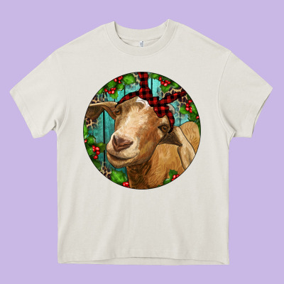 Farm Goat Christmas Heavy Core Tee Designed By Ranaportraitstore