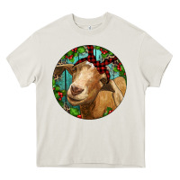 Cream Farm Goat Christmas Heavy Core Tee - RanaPortraitStore