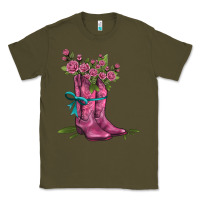 Army Green valentines day western boots and roses Classic Tee - AdoDesignShop