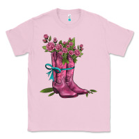 Bubblegum Pink valentines day western boots and roses Classic Tee - AdoDesignShop