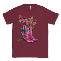 Burgundy valentines day western boots and roses Classic Tee - AdoDesignShop