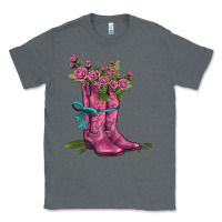 Charcoal Heather valentines day western boots and roses Classic Tee - AdoDesignShop