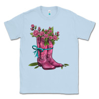 Dusty Blue valentines day western boots and roses Classic Tee - AdoDesignShop