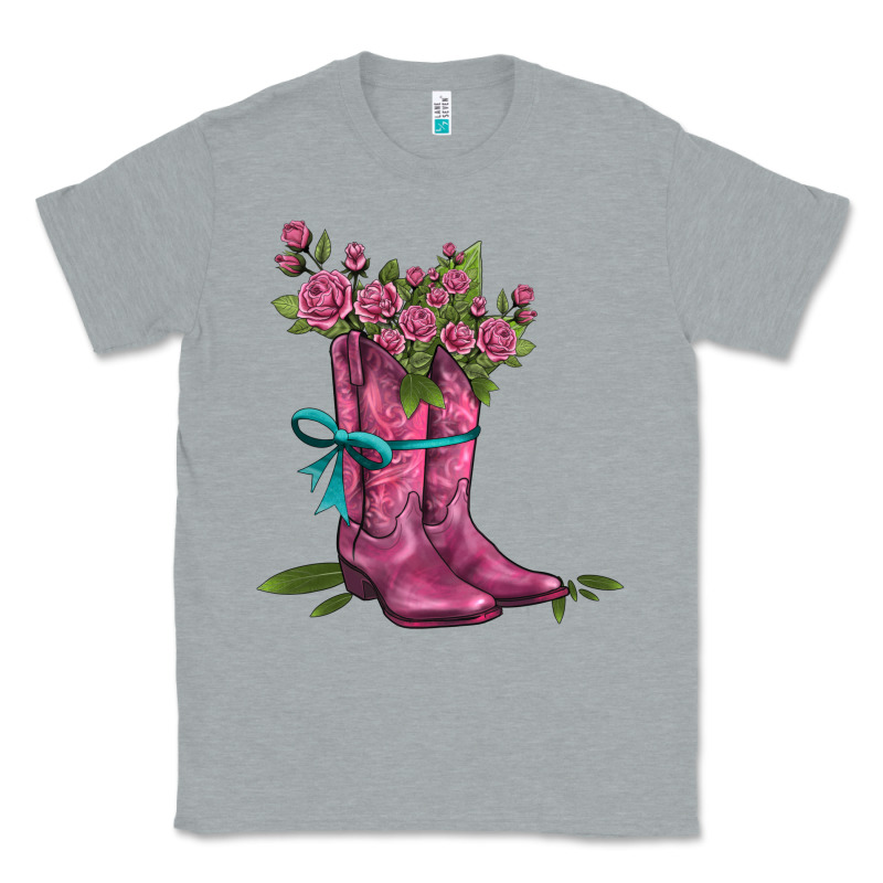 Valentines Day Western Boots And Roses Classic Tee by AdoDesignShop | Teevron
