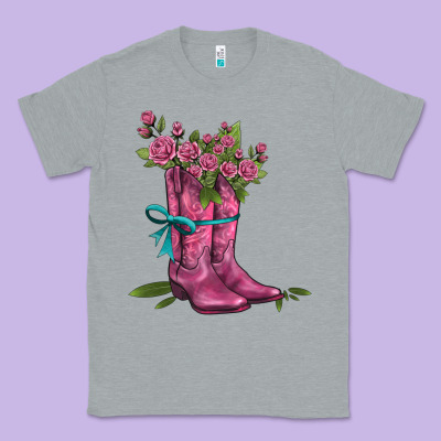 Valentines Day Western Boots And Roses Classic Tee Designed By Adodesignshop