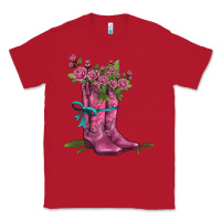 Red valentines day western boots and roses Classic Tee - AdoDesignShop
