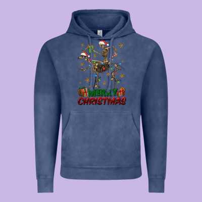 Merry Christmas Deer Skeleton Vintage Hoodie Designed By Fadigitalartstudio