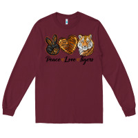 Burgundy Peace Love Tigers Long Sleeve Tee - LillyAllenDesigns