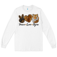 White Peace Love Tigers Long Sleeve Tee - LillyAllenDesigns