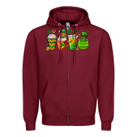 Burgundy st. patricks day coffee cups Zipper Hoodie - MaliasSmallBusiness
