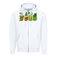 White st. patricks day coffee cups Zipper Hoodie - MaliasSmallBusiness