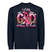 Navy breast cancer with god all things are possible Heavyweight Sweatshirt - Artiststas