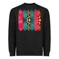 Black Colored Leopard and Wood Patterned Western Brush Strokes Heavyweight Sweatshirt - Bettercallsaul