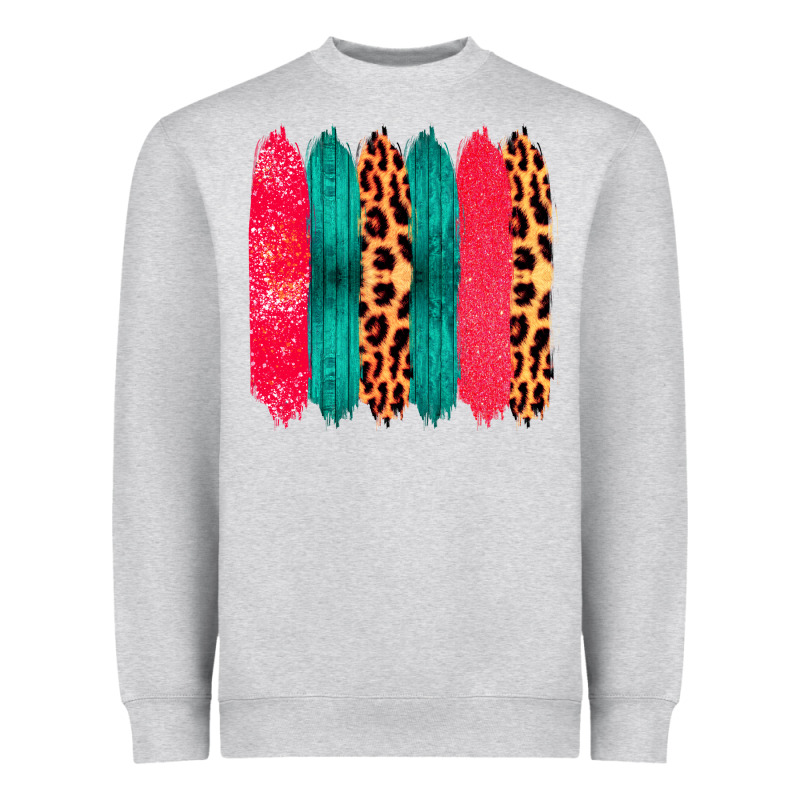 Colored Leopard And Wood Patterned Western Brush Strokes Heavyweight Sweatshirt by Bettercallsaul | Teevron