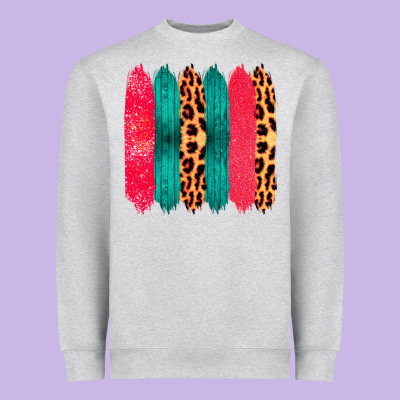 Colored Leopard And Wood Patterned Western Brush Strokes Heavyweight Sweatshirt Designed By Bettercallsaul