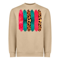 Mushroom Colored Leopard and Wood Patterned Western Brush Strokes Heavyweight Sweatshirt - Bettercallsaul