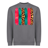 Storm Colored Leopard and Wood Patterned Western Brush Strokes Heavyweight Sweatshirt - Bettercallsaul