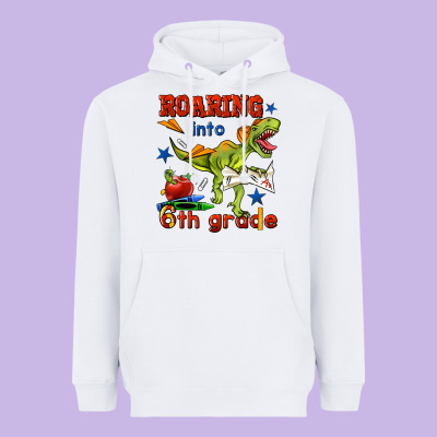 Roaring Into 6th Grade Heavyweight Hoodie Designed By Bundleandbundleshop