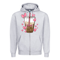 Heather Grey valentine coffee lover Zipper Hoodie - MaliasSmallBusiness