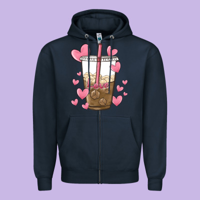 Valentine Coffee Lover Zipper Hoodie Designed By Maliassmallbusiness