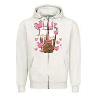 Oatmeal Heather valentine coffee lover Zipper Hoodie - MaliasSmallBusiness