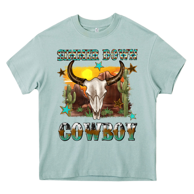 Simmer Down Cowboy Heavy Core Tee by texasbilliewilder | Teevron