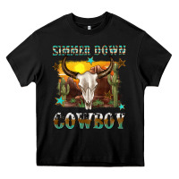 Black simmer down cowboy Heavy Core Tee - texasbilliewilder