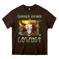 Chocolate Brown simmer down cowboy Heavy Core Tee - texasbilliewilder