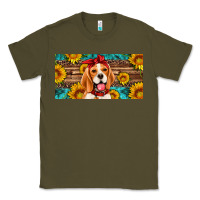 Army Green beagle with sunflowers license plate Classic Tee - Artiststas