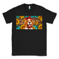 Black beagle with sunflowers license plate Classic Tee - Artiststas