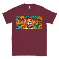 Burgundy beagle with sunflowers license plate Classic Tee - Artiststas