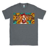 Charcoal Heather beagle with sunflowers license plate Classic Tee - Artiststas
