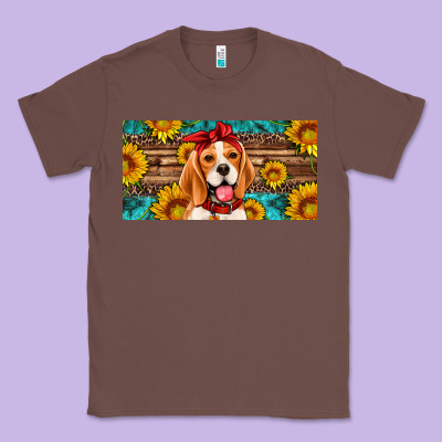 Beagle With Sunflowers License Plate Classic Tee Designed By Artiststas