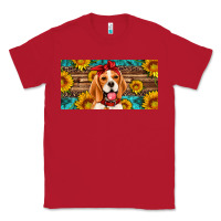 Red beagle with sunflowers license plate Classic Tee - Artiststas