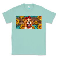 Seafoam beagle with sunflowers license plate Classic Tee - Artiststas