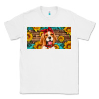 White beagle with sunflowers license plate Classic Tee - Artiststas