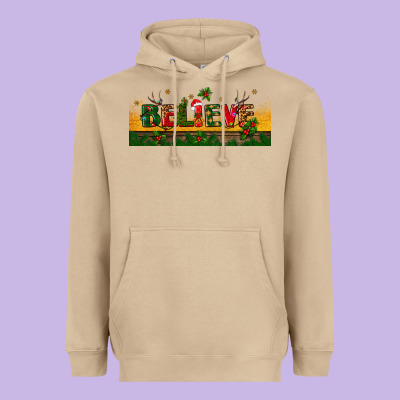 Christmas Believe Heavyweight Hoodie Designed By Bundleandbundleshop