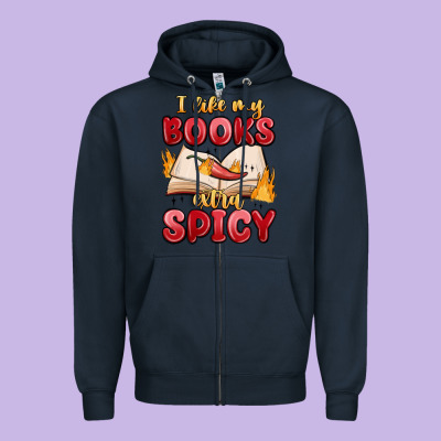 I Like My Books Extra Spicy Zipper Hoodie Designed By Maliassmallbusiness