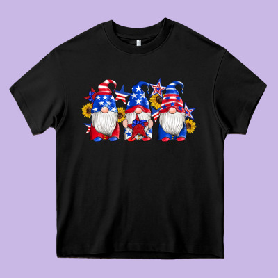 American Flag Gnomes Sunflowers Star Heavy Core Tee Designed By Artiststas