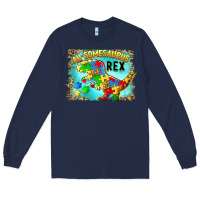 Navy au somesaurus rex Long Sleeve Tee - BarkalooDesign