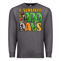 Charcoal Heather dinosaur 100day celebration Premium Sweatshirt - LillyAllenDesigns