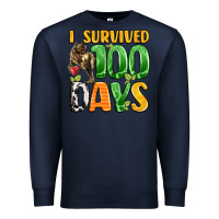Navy dinosaur 100day celebration Premium Sweatshirt - LillyAllenDesigns