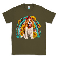 Army Green beagle turquoise and sunflowers rainbow Classic Tee - Artiststas