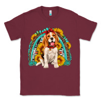 Burgundy beagle turquoise and sunflowers rainbow Classic Tee - Artiststas