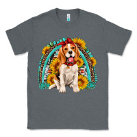 Charcoal Heather beagle turquoise and sunflowers rainbow Classic Tee - Artiststas