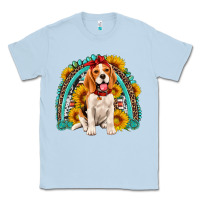 Dusty Blue beagle turquoise and sunflowers rainbow Classic Tee - Artiststas